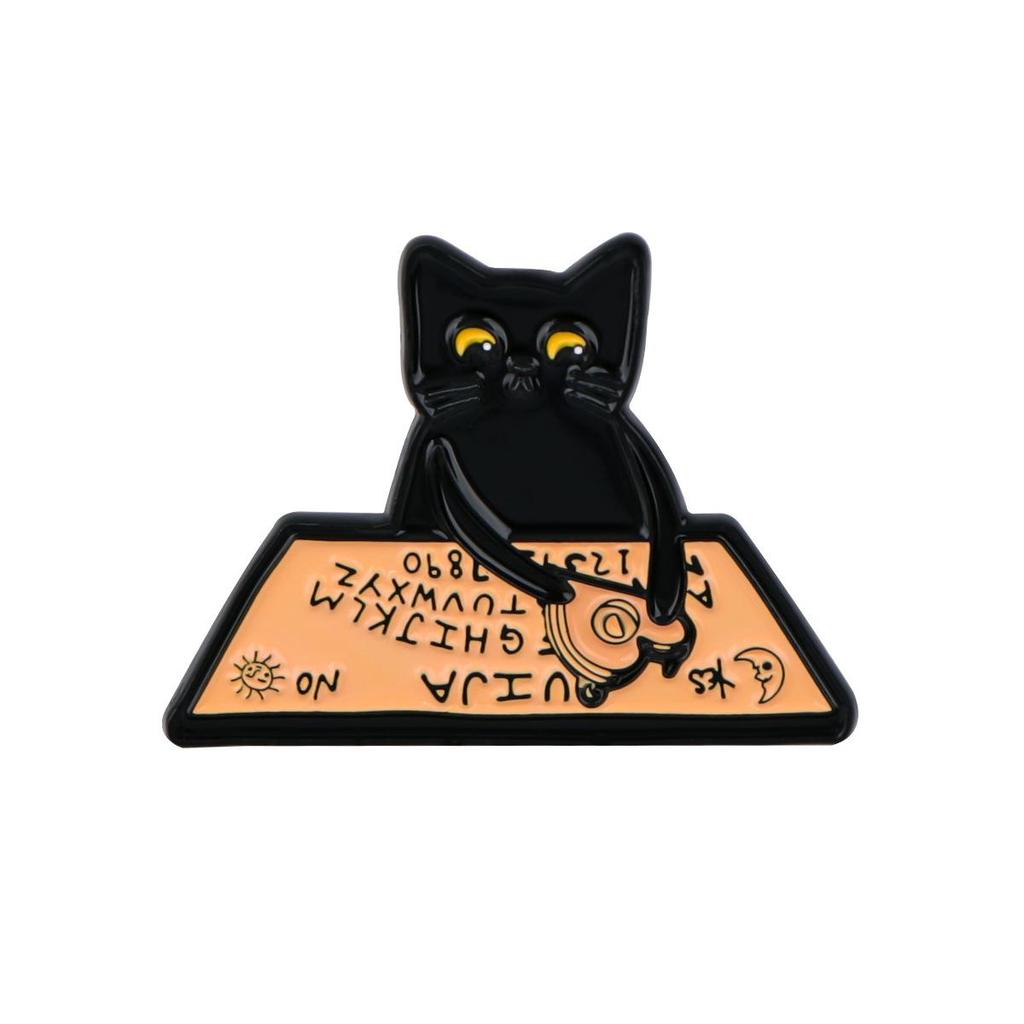 Cartoon Black Cat Brooch Pin - Cute Metal Alloy Accessory for Women and Backpacks