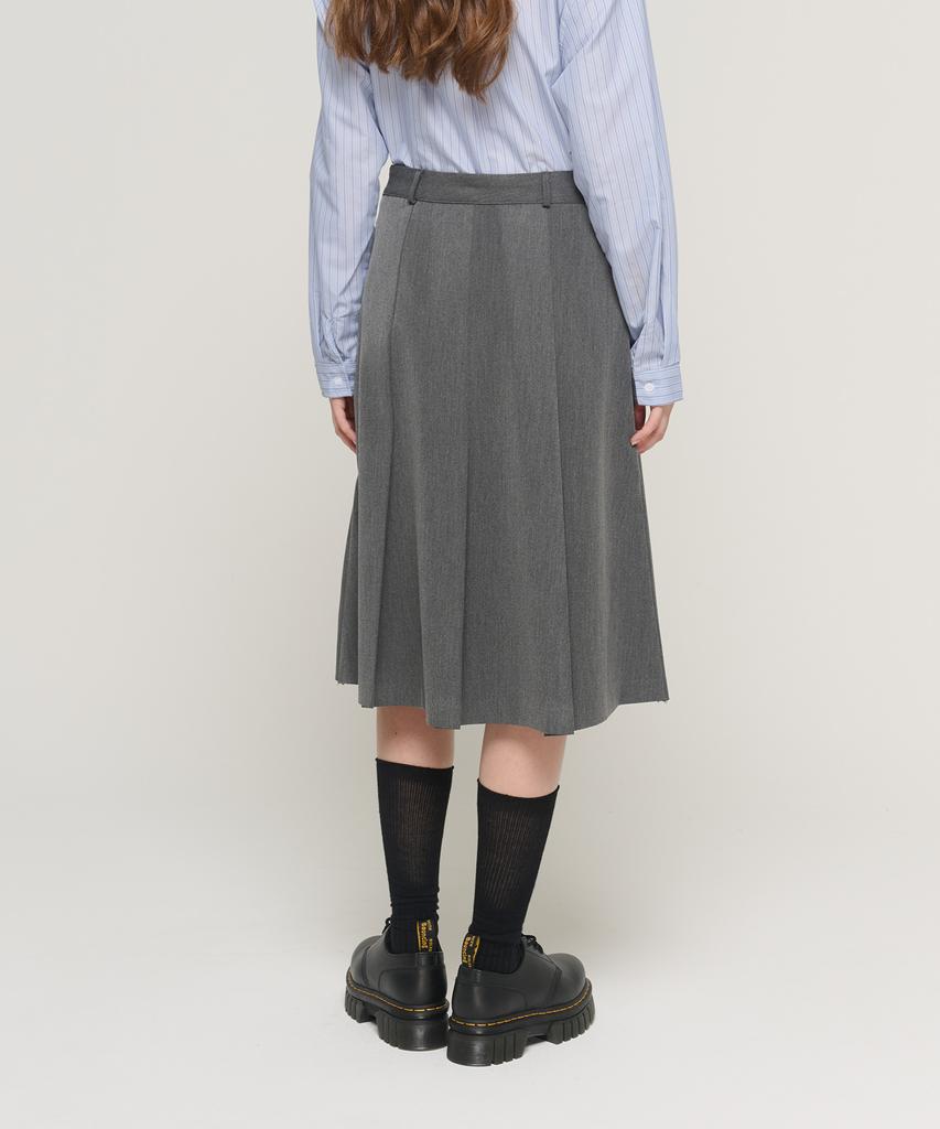 Cargo Bros For Woman A-Line Midi Pleated Skirt (Gray)