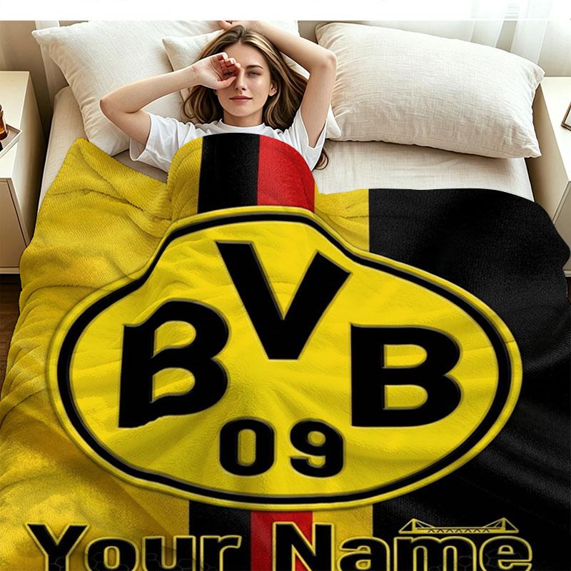1PC Borussia Custom Name Patterned Flannel Blanket Suitable For All Seasons for Home Decor Warmth and Comfort Gifts Holiday Present