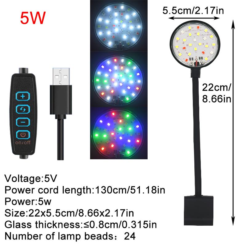 

USB Aquarium LED Lamp Fish Tank Light Decor Aquatic Plant Multiple Modes Dimmable Lightness Full Spectrum Mini Clip Light 5V