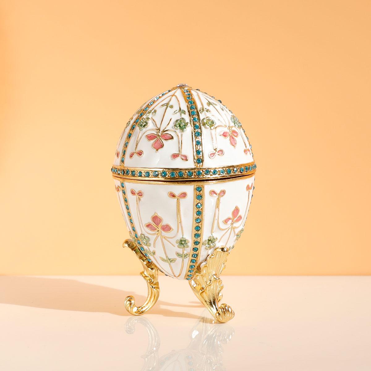 1 шт. Эмалированная шкатулка-брелок в стиле яйца Фаберже, на шарнире, уникальный подарок для домашнего декора