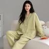 Air Cotton Pajamas Women'S Spring And Autumn Thickened Pure Cotton Loungewear Autumn And Winter Interlayer Thin Padded Cotton Set