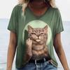 T-Shirts Women's Fashion T-Shirt Cat Print Casual Comfort Short Sleeve Crew Neck Pullover Clothing