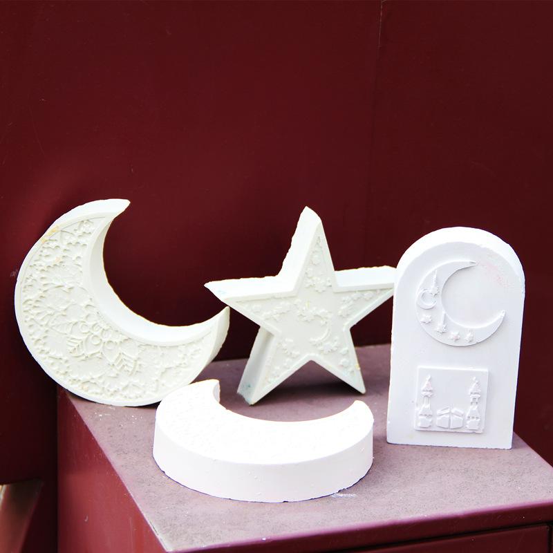 Star Scented Candle Silicone Mold 3D Mandala Crescent Moon Arched Plaster Mould Eid Mubarak Ramadan Decor Making Tools Ornaments