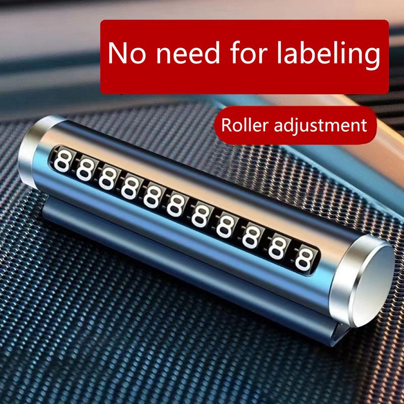2024 New Metal Car Temporary Parking Card Rotate Phone Number Plate Aluminum Stickers Park Stop In Car-Styling Auto Accessories