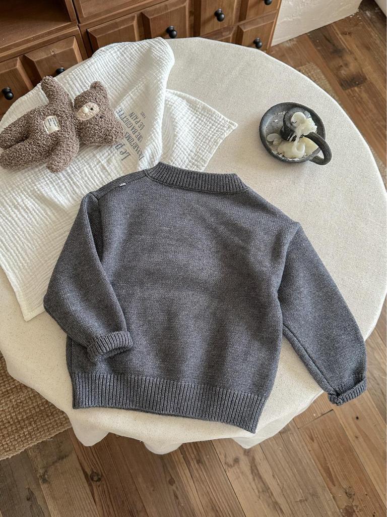 Kids' Cute Polar Bear Cartoon Sweater - Autumn 2025 Korean Style for Boys & Girls