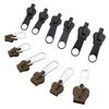 6Pcs/Set Zipper Head Replacement Kit 3 Sizes Universal Pull Zip Head No Sewing Required Jackets Backpack Luggage Bags Clothes Slider Zipper