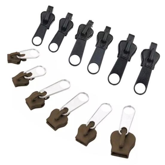 6Pcs/Set Zipper Head Replacement Kit 3 Sizes Universal Pull Zip Head No Sewing Required Jackets Backpack Luggage Bags Clothes Slider Zipper