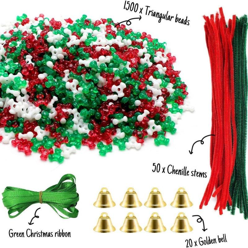 

1 комплект Рождественские DIY пластиковые бусины ручной работы украшения, подвеска для оформления атмосферы сцены вечеринки по случаю дня рождения, рождественский венок на елку, подвеска с колокольчиком и тростью 1 set