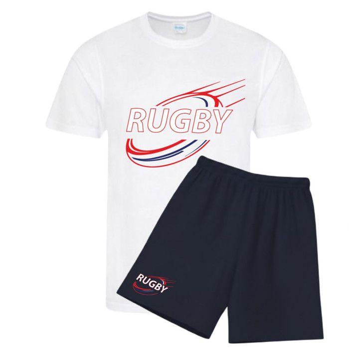 Ensemble Maillot & Short de Rugby Enfant – Polyester – 3 au 14 ans - - Blanc