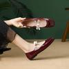 Flats Shoes Women Fashion Flat Single Shoes Women's New Spring and Autumn Bow French Retro Ballet Red Mary Jane Shoes