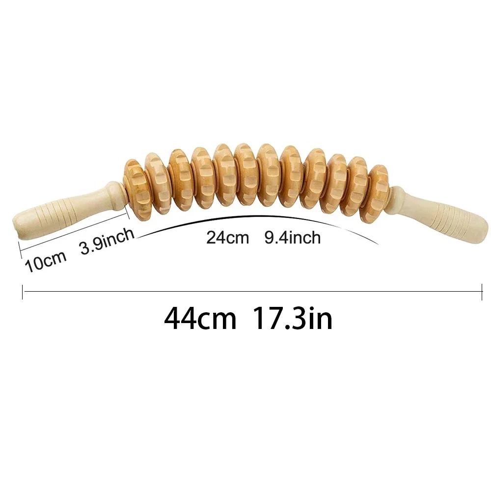 Curved Wood Roller for Stomach Cellulite Wooden Therapy Massage Tool for Body Shaping,Wood Massager Stick for Lymphatic Drainage