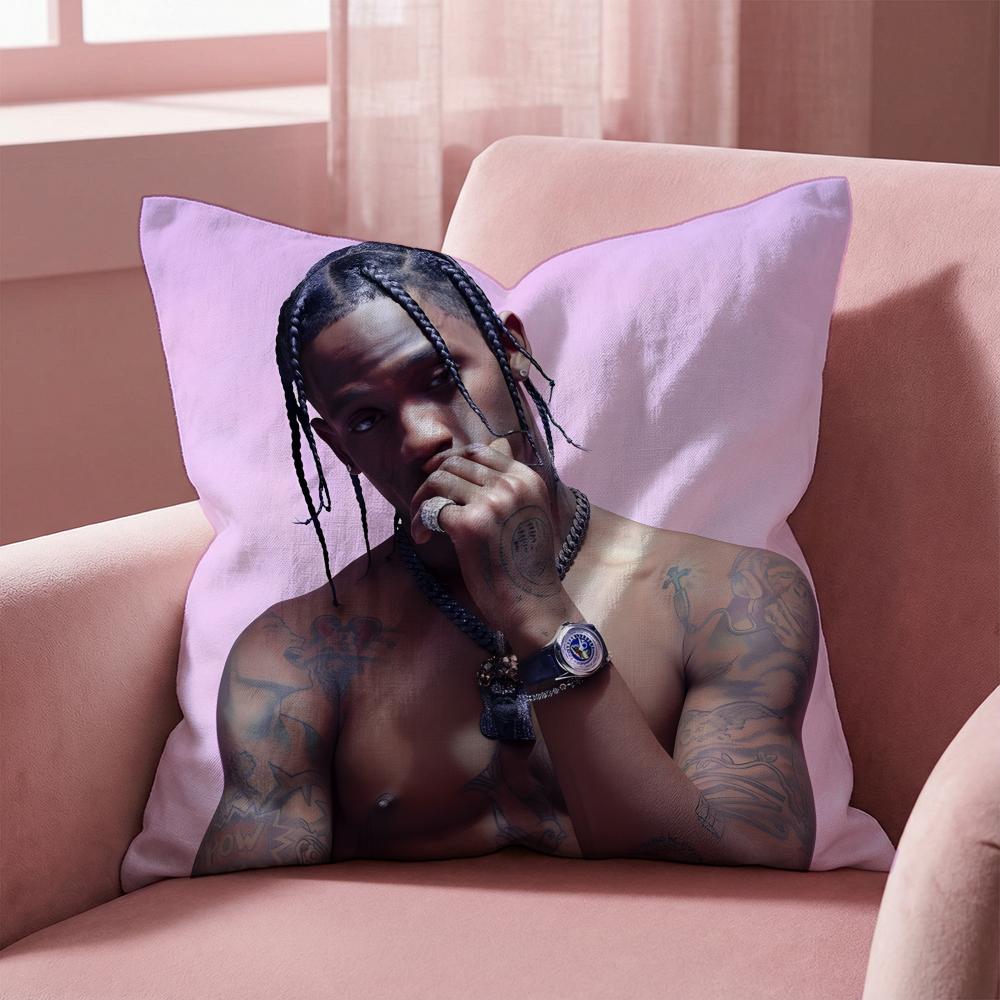 Travis Scott Cushion Cover Multi-Scene Pillow Cover for Home & Car - Reversible, Soft & Durable for Daily Use