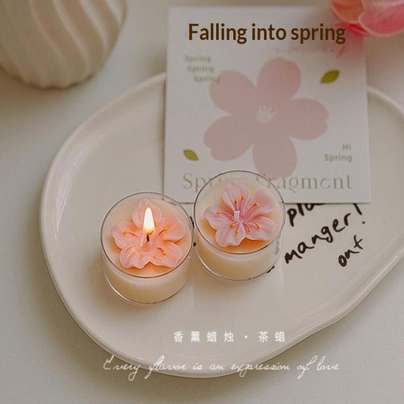 Handmade Peach Blossom Tea Candle Scented Candle Aromatherapy Soy Wax Candles Wedding Birthday Candle Party Home Decoration