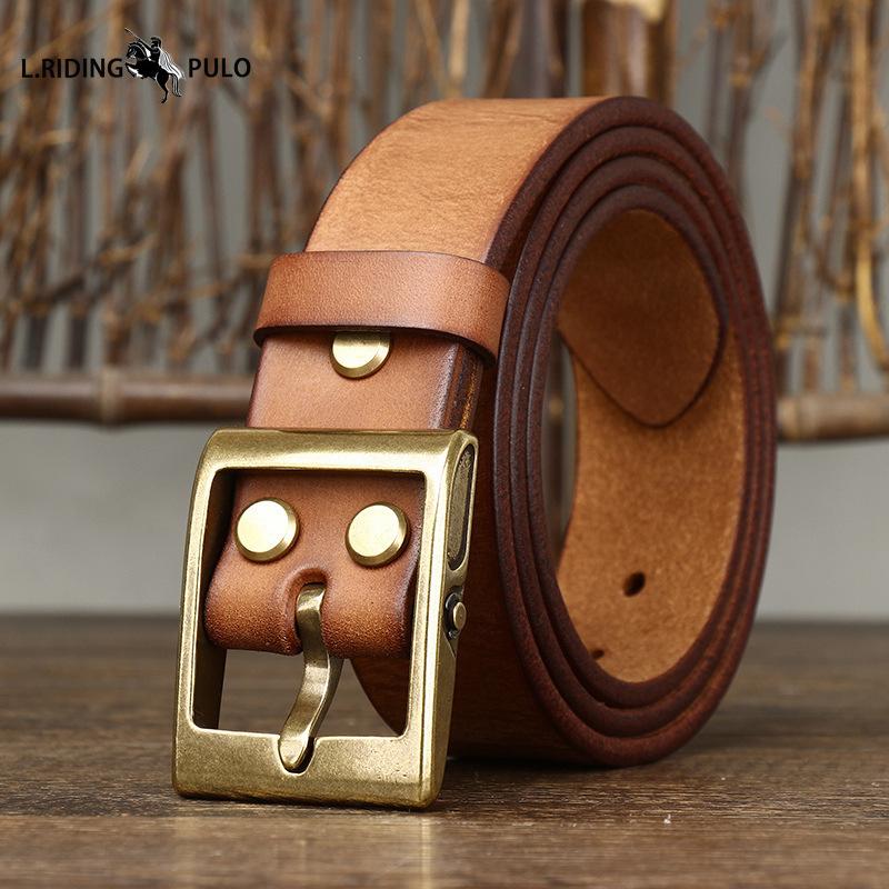 Thickened Genuine Leather Cowhide Belt Men's Genuine Leather Pin Buckle Retro Copper Buckle Casual All-match Belt