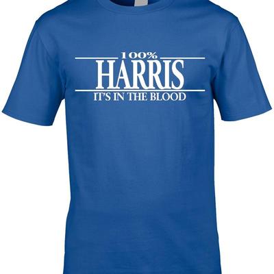Harris Name Mens T Shirt Surname Novelty Funny Family Top