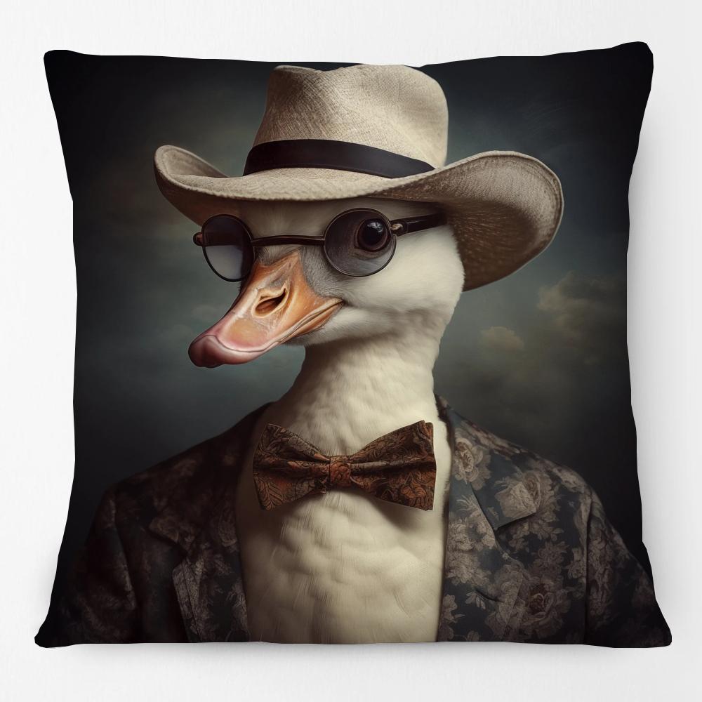 European Rabbit Badger Rooster Horse Animals Hipster with Glasses Painting Cushion Covers Decorative Pillowcase