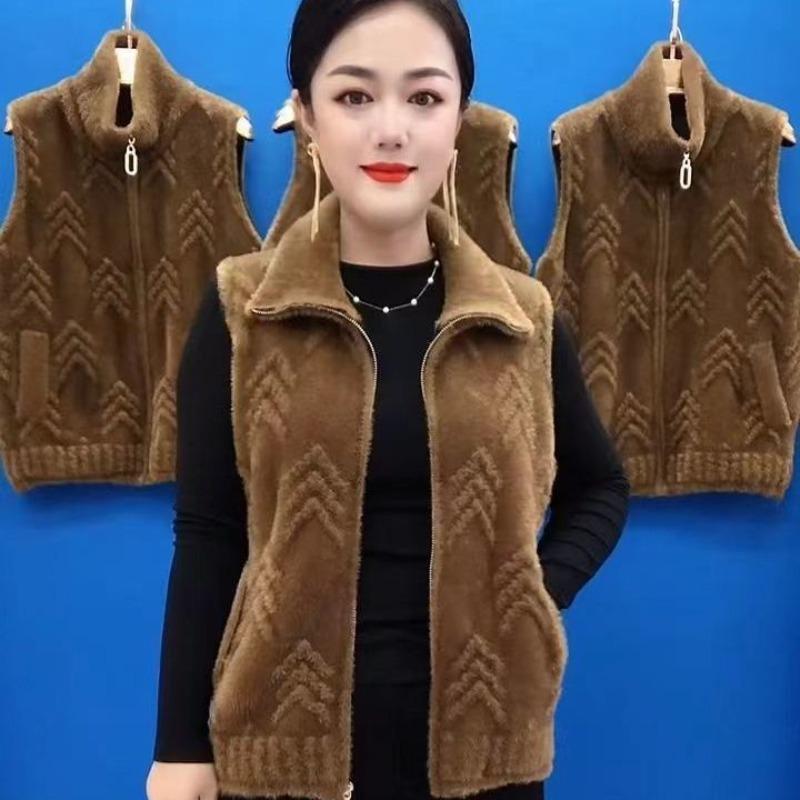 Imitation Mink Fleece Vest Jacket Autumn and Winter Loose Short Vest Top Women