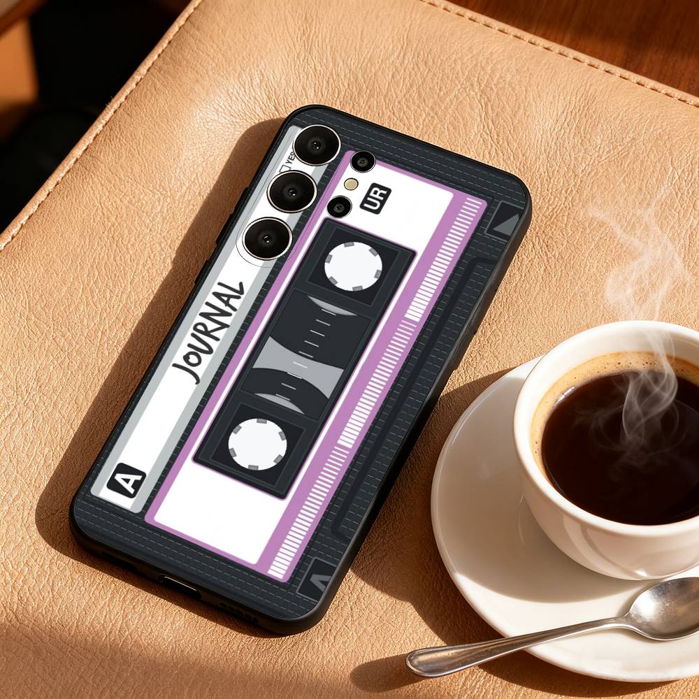 R-Retro C-Cassette T-tape Phone Case For Samsung S26,S25,24,23,22,30,21,10,9,Ultra,Plus,Lite,FE Soft Black Case