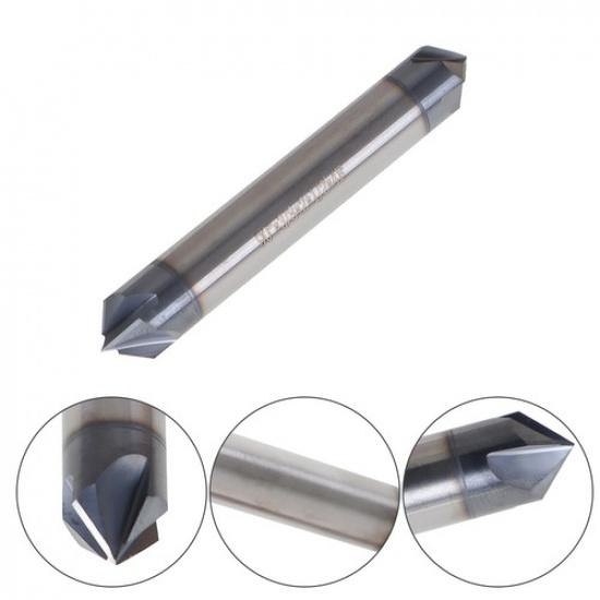 3/8" 4 Flute 90 Degree Carbide Chamfer Mill - Double End - Tialn Coated