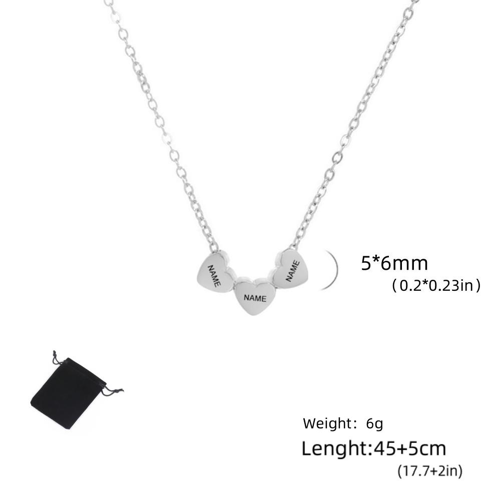 Customized Name Date Mini Minimalist Love Necklace Stainless Steel Heart Shaped Women's Necklace Fashion Couple Jewelry Gift