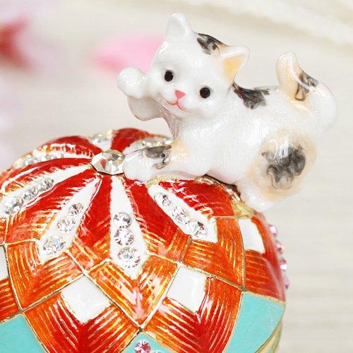 Pierce Ball and Cat Jewelry Box EX543-1 Sparkling Cat Figurine Kitten Cat Accessories