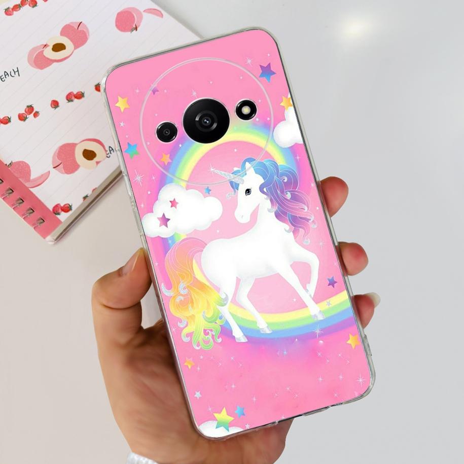 For Xiaomi Redmi A3 Case 2024 Popular Flower Soft Silicone Clear TPU Phone Cover For Xiomi Redmi A3 A 3 Bumper on RedmiA3 Fundas