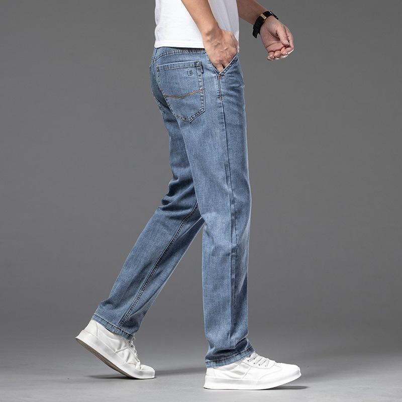 Men's Thin Jeans Loose Straight Casual Pants Summer Youth Business Large Size Trousers