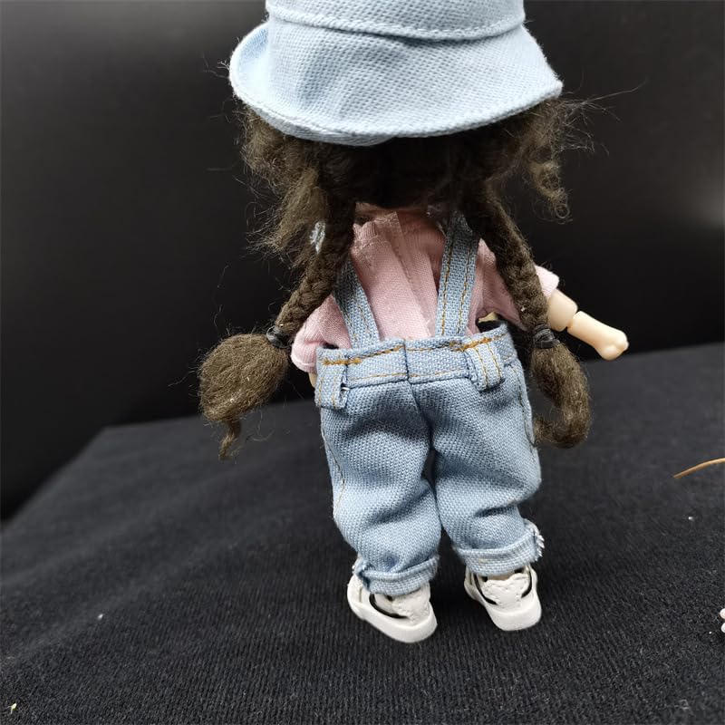 [GloryOry] Obitsu 11 Doll Clothes Overalls Denim Miniature Clothes Doll Outfit Pants Doll Costume Photography Prop Handmade Custom (Blue)