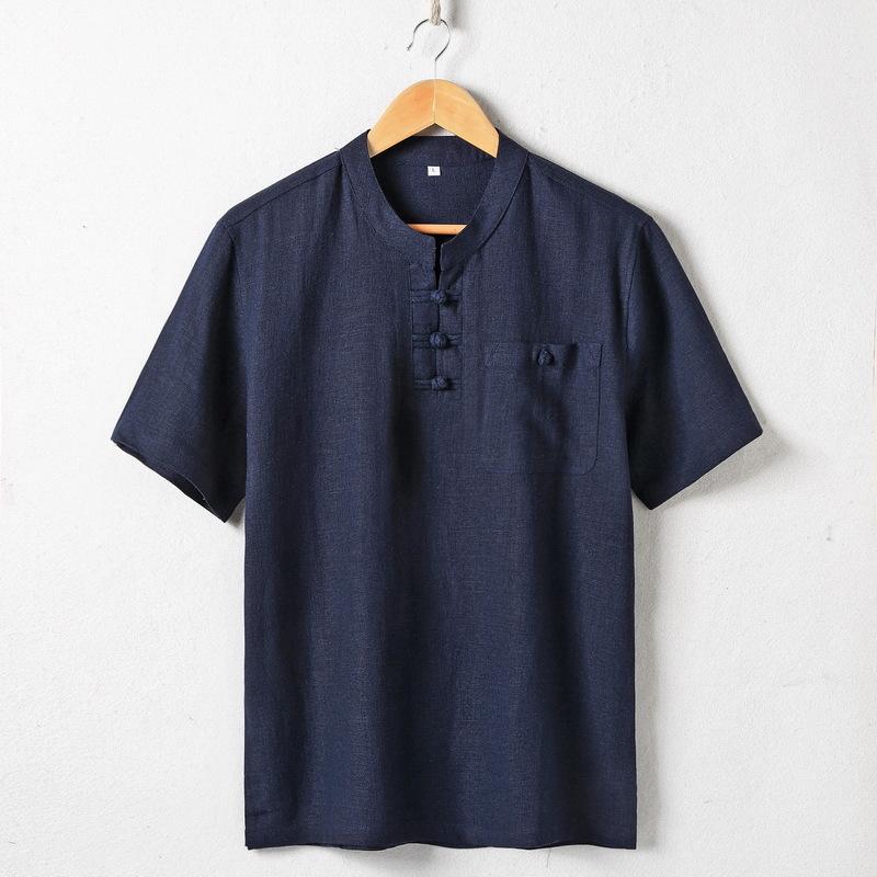 Men's Summer Linen Short-sleeved T-shirt Men's Large Size Cotton and Linen T-shirt Chinese Style