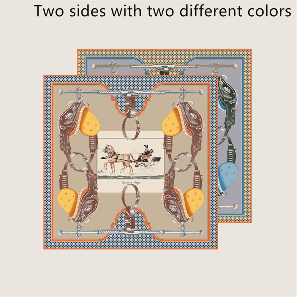 New Hand Rolled Twill Silk Scarf Women Fashion Double Side Printed Square Scarves Wraps Echarpes Foulards Femme Hijab 53CM