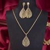Sunspicems Gold Arabian Women Jewelry Set Hollow Teardrop Earrings Pendant Necklace Moroccan Bridal Bijoux Beach Jewel