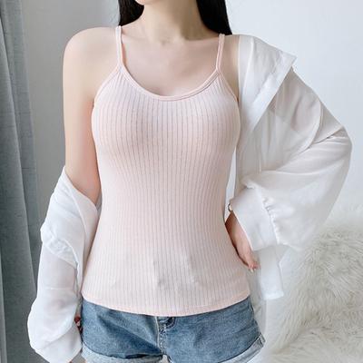 Yousheng Women's Spaghetti Strap Cami Top Summer Slim Fitted Ribbed Tank Top V-Neck Sleeveless Vest Camisole Basic Layering Shirts