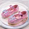 Korean Style Girls' Leather Rhinestone Princess Shoes - 2025 Spring/Autumn Soft Sole Fashion Flats