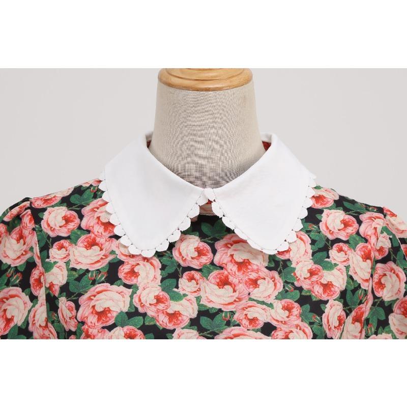 Temperament Damenbekleidung Sommer Neuprodukt Bündel Hals Puppenkragen Kurzarm Retro-Stil Mittellanges und langes bedrucktes Kleid