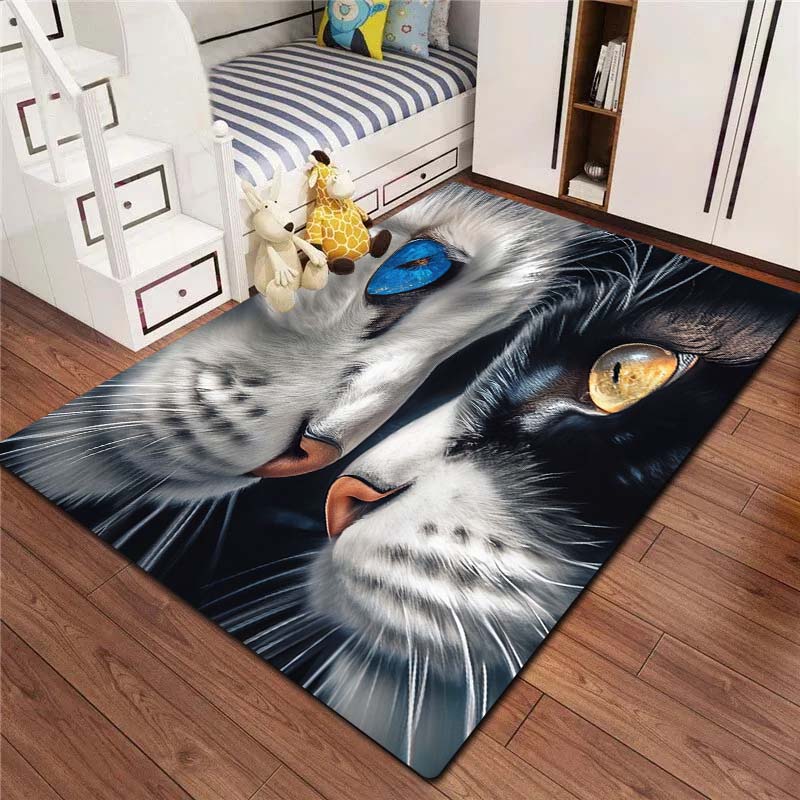3D Cartoon Anime Cute Cat Customizable Flannel Carpet Living Room Bedroom Decoration Bathroom Kitchen Anti Slip Game Area Carpet