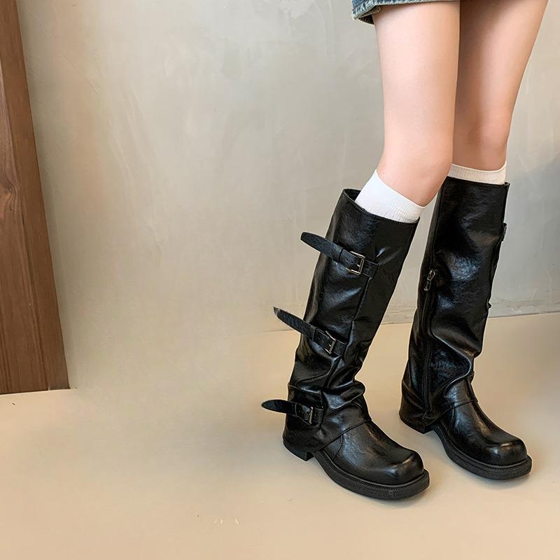 Women's Shoes with Pleated Thick-soled Mid-calf Boots New Best-selling Boots for Women Trendy Boots