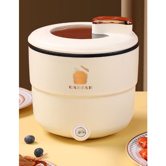 1.8L Electric Rice Cooker Multi-Functional Double Layers Non-stick Noodles Cooker Hot Pot Soup Pot for 1-2 Person Home Dormitory белый