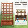 50 Height Wooden Planter with Trellis and Wheels for Garden Patio Balcony Free-Standing Elevated Planter Box with Drainage Hole