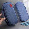 High Capacity Pen Case with Handle 5 Section Canvas Pencil Case Large Pencil Pouches Travel Cosmetic Bag 24x8.5x11cm