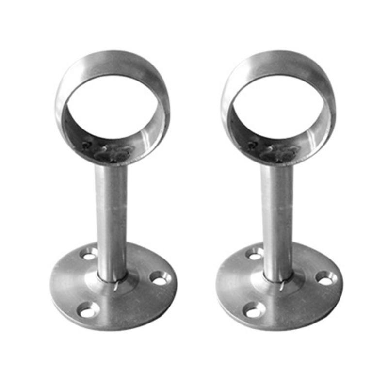 2Pcs Stainless-Steel Curtain Rod Bracket Home Hanging Rod Support Socket Closet Pole Sockets Flange Rod Holder