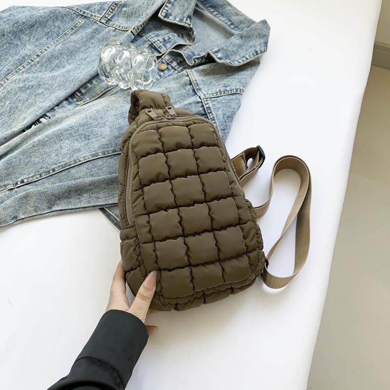 White Plaid Puff Shoulder Bag - Trendy, Versatile, and Cute for 2026