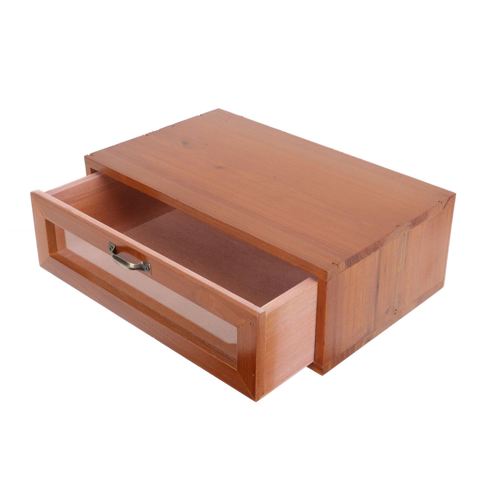 

POPETPOP Desktop Storage Box, Desk Shelf, Wooden Storage Box with Drawers for Small Items, Stationery, Cosmetics, and Makeup