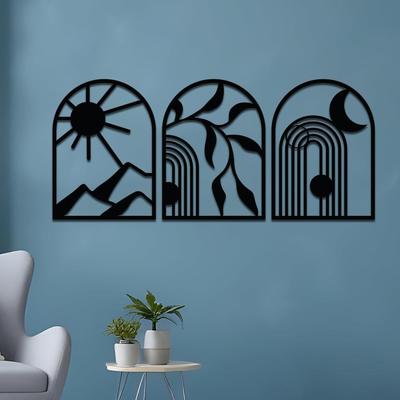 Vorlaminierte Kiefernholz Klassische Boho Wandkunst | Laserschnittpräzision | Für Heimdeko | Zum Verschenken (3er Set)