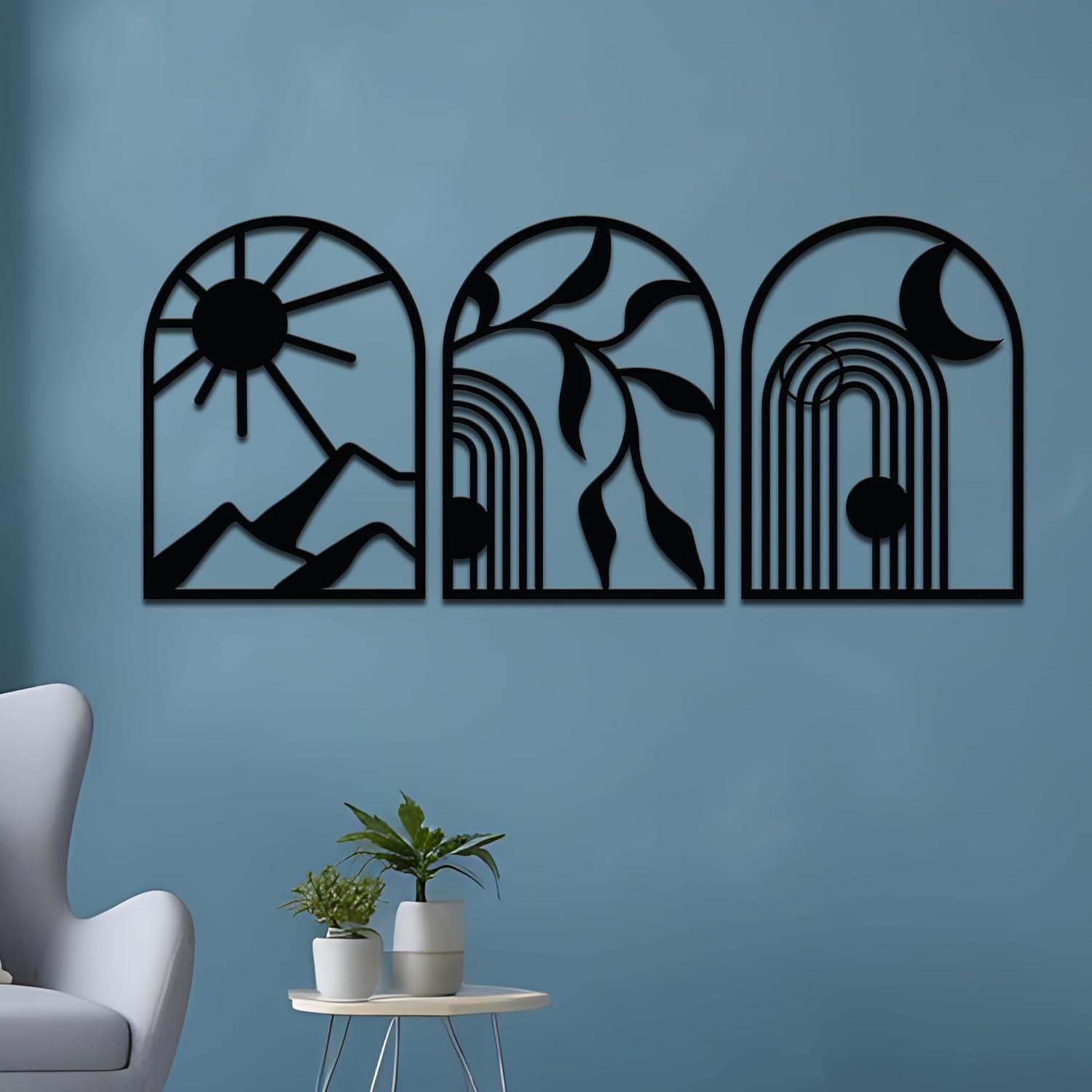 

Предварительно ламинированная сосновая древесина Классическое бохо настенное искусство | Лазерная резка высокой точности | Для домашнего декора | Для подарка (Набор из 3 шт.)