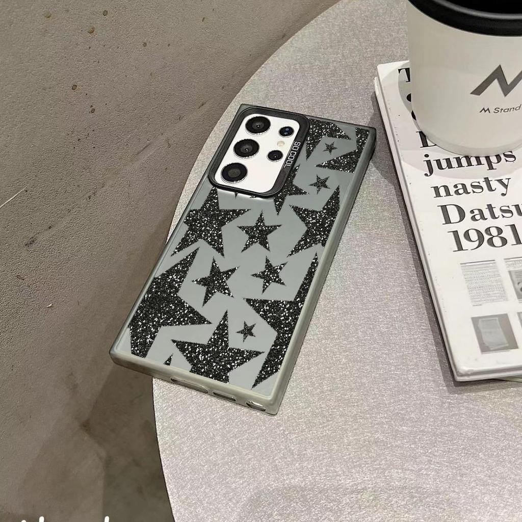 Shiny Star Pattern Phone Case Is Suitable for Samsung S25 24 23 22 21 20 Plus/Ultra/FE Anti-fall and Shockproof Rear Cover