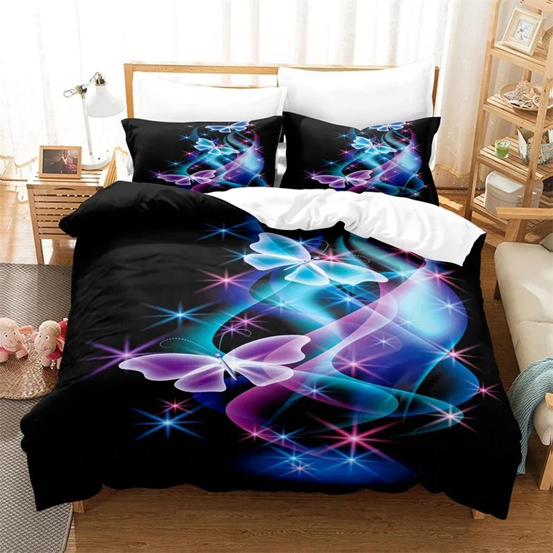 3D Printed Magic Butterfly Pattern Bedding Sets Exquisite Bed Supplies Set Duvet Cover Bed Comforter Set Luxury Birthday Gift