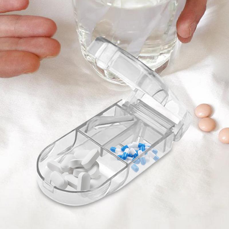 Medicine Pill Cutter Medicine Box Medicine Tablet Cutter Splitter Portable Compartment Pill Storage Box Health Care Pills Case