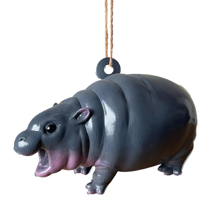 Hippo Christmas Moodeng Pendant Decoration Home Party Car Hanging Cute Ornament