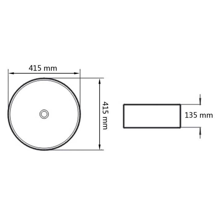 VidaXL Lavabo rond Céramique Noir 41,5 x 13,5 cm